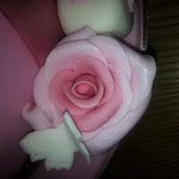 Pink christening teddy/booties cake