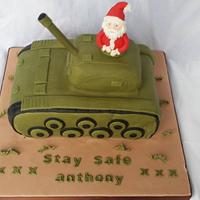 Father Christmas in his tank