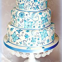 Hand painted Delft Pottery inspired cake