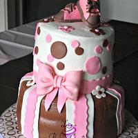 Pink & Brown baby shower cake