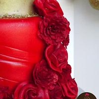 Red and Gold Fashion Inspired Sweet 16 Birthday Cake