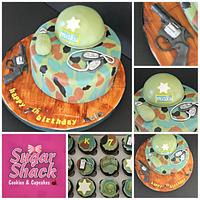 Army themed cake and cupcakes