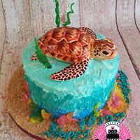 Sea Turtle Birthday Cake