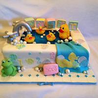 Rub a dub dub look at all the duckies in the tub: Baby Shower cake 