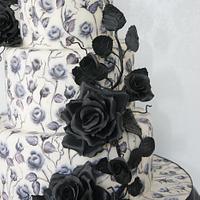 Black Roses - a Hand-Painted Cake