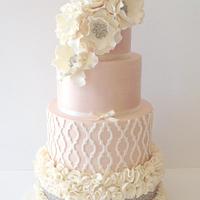 Pretty ruffle wedding cake