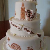 London & Newspaper Wedding Cake