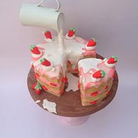 Cake with pouring cream jug