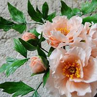 free formed sugar paste Peony bouquet