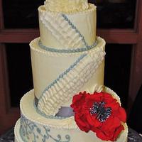 Red poppy wedding cake