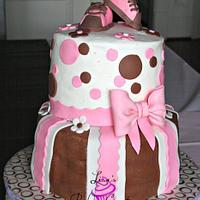 Pink & Brown baby shower cake