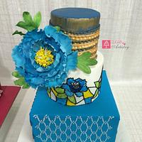 Royal stained glass blue cake
