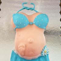 Bikini pregnant belly cake