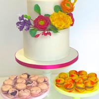 Colorful flowers for a christening cake