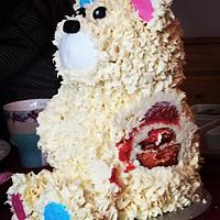 3D teddy bear gender reveal cake