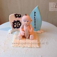 Polzeath Beach themed baby shower cake.