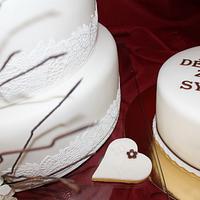 White, hydrangea, wedding, cake