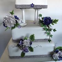 Cadbury Purple & White Wedding Cake, with peonys :) x