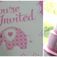 Pink elephant Christening cake