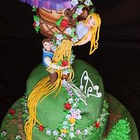 Repunzel theme birthday cake