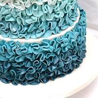 Teal Ruffles Wedding Cake!