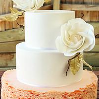 Peach-colored Ruffled Wedding Cake