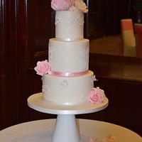 Delicate Pink & White Wedding Cake