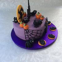 Halloween birthday cake and cupcakes