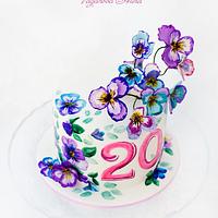 cake with pansies for a young girl anniversary 