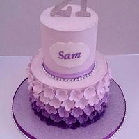 Purple ombre blossom cake