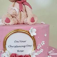 Rose - Bear and Roses Christening Cake