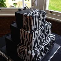 Zebra/Tuxedo Wedding Cake