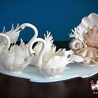 Sugar Swans and Seashell Carriage