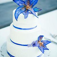Blue Lily Wedding Cake 