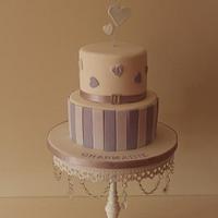 Lavender stripe and heart cake 