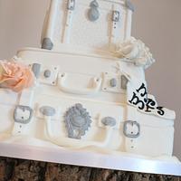 3-tier Suitcase Travel Themed Wedding Cake