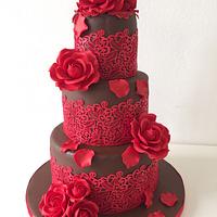 Chocolate and red roses 