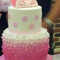Minnie Mouse Ombré Ruffle two tiered cake