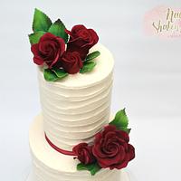 Deep red rose wedding cake