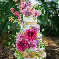 Colorful Sugar Flower Wedding Cake