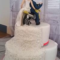 Wedding Cake with Dirt Bike Topper