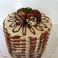 Chocolate Dipped Strawberry "Petal" Cake