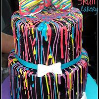 Rave Themed "Paint" Splatter Cake