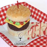 Burger Cupcakes with cake fries for BBQ Party
