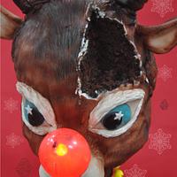 Rudolf cake with a very shiny nose