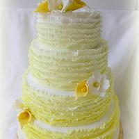 Yellow ombre ruffle cake