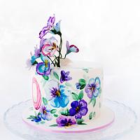 cake with pansies for a young girl anniversary 