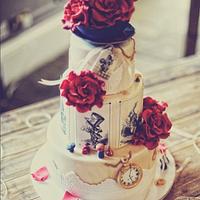 Red Rose Alice Wedding Cake 