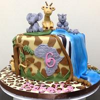 African Animal 6th Birthday Cake