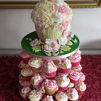 Christening giant cupcake flower fairy baby